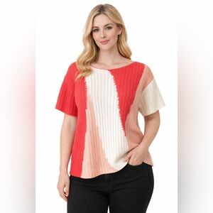 Colorful Knit Short Sleeve Knit Top